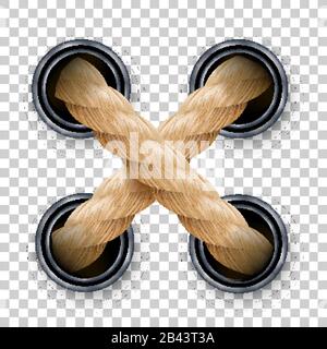Funi Incrociate O Corde Con Fori Metallici Vector Illustrazione Vettoriale