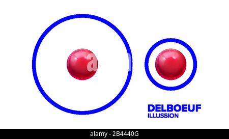 Optical Delboeuf Illusion Balls In Round Vector Illustrazione Vettoriale