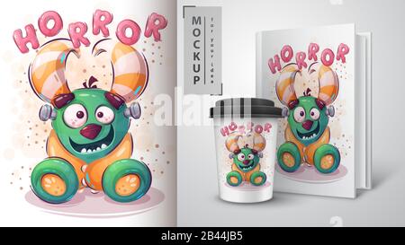 Poster e merchandising horror monster. Illustrazione Vettoriale