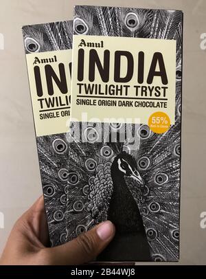 Jabalpur, Madhya Pradesh - 28 Gennaio 2020 : 'Amul Twilight Tryst' Single Origin Dark Chocolate Foto Stock