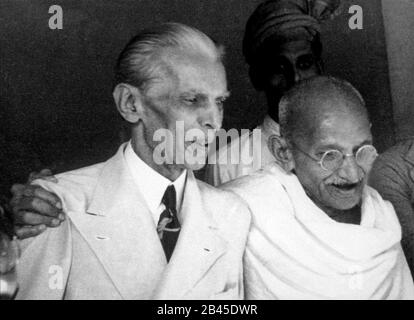 Mahatma gandhi incontro con muhammad ali jinnah a mumbai a Maharashtra, India, Asia Foto Stock