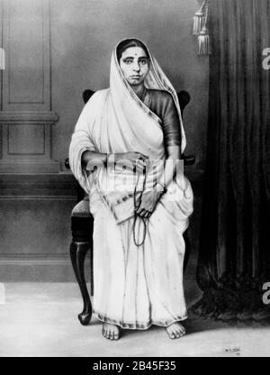 Mahatma Gandhi madre Putlibai, Porbandar, Gujarat, India, Asia, 1880, vecchia immagine del 1900 Foto Stock