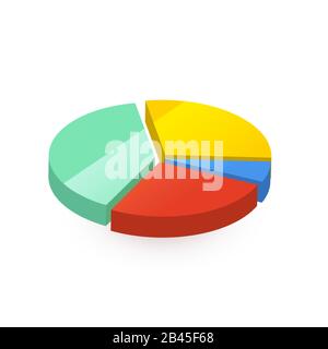 Diagramma a torta colorato diviso in quattro pezzi diversi su bianco Illustrazione Vettoriale