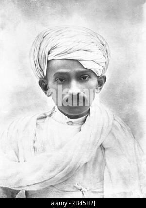 Mahatma Gandhi ritratto sull'apertura di Benares Hindu University, Varanasi, Uttar Pradesh, India, Asia, febbraio 1916, vecchia immagine del 1900 Foto Stock