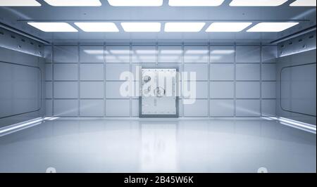 3d rendering del vault interno con sportello rettangolare chiuso Foto Stock