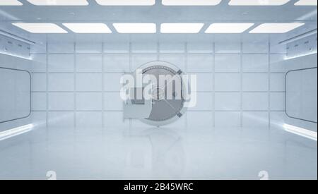 vault interno 3d rendering con sportello sbloccato Foto Stock