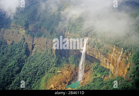Cascate di Nohkalikai, Cascate di Noakhali kai, Cherapunji, Cherrapunji, East Khasi Hills, Meghalaya, India, Asia Foto Stock