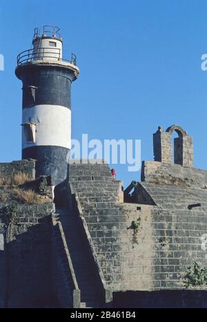 Faro di diu forte a Gujrat India, Asia Foto Stock