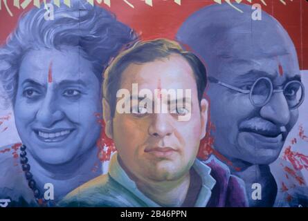 Leader politici indiani ; Mahatma Gandhi ; Indira Gandhi ; Rajiv Gandhi ; ritratto ; India ; Asia Foto Stock