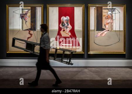 Londra, Regno Unito. 6th marzo 2020. Il grande formato di Francis Bacon, ispirato all'Oresteia di Aeschylus, metterà in evidenza l'asta Serale di Sotheby a New York il 13 maggio 2020, quando sarà offerta con una stima superiore a 60 milioni di dollari. Credito: Guy Bell/Alamy Live News Foto Stock