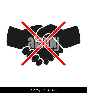 Icona di divieto di handshake isolata. Stop Handshake sign. (Interrompi segnale di hand Firma di sincronizzazione vietata. Nessuna icona del vettore Handshake. Illustrazione Vettoriale