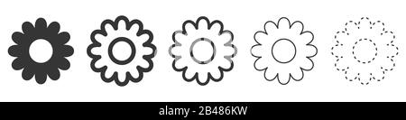 Icone vettore fiore. Set di simboli floreali, su sfondo bianco. Varie icone di fiori neri. Illustrazione del vettore. Illustrazione Vettoriale