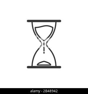 Icona Time o Hourglass in stile linea sottile. Icona a forma di vetrata con contorno isolato. Illustrazione del vettore. Icona dell'orologio lineare. Illustrazione Vettoriale