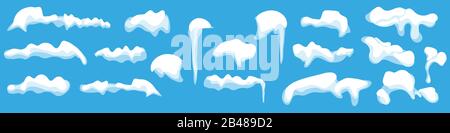 Set di tappi per la neve con ghiaccioli. Illustrazione del vettore. Elementi decorativi invernali. Illustrazione Vettoriale