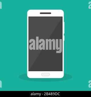 Icona Di Smartphone carino in stile piatto. Telefono con schermo nero vuoto. Icona del telefono cellulare. Illustrazione del vettore. Illustrazione Vettoriale