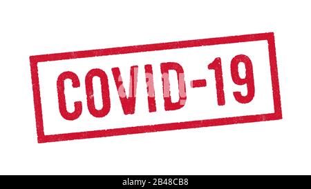 Illustrazione vettoriale della parola Covid-19 (abbreviazione di Coronavirus Disease 2019) nel bollo di inchiostro rosso Illustrazione Vettoriale