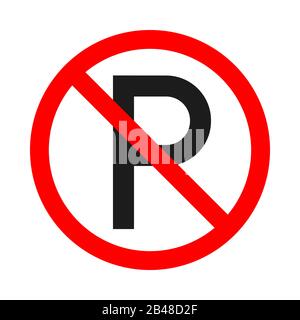 Non è consentito il parcheggio su sfondo bianco. Nessun segno di parcheggio o di arresto. Illustrazione dello stock vettoriale. Illustrazione Vettoriale