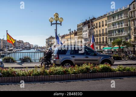 Sete, Francia - 01october 2014: Città sede in Francia, barche e canali che possono essere visti dalla maggior parte dei ristoranti della città Foto Stock
