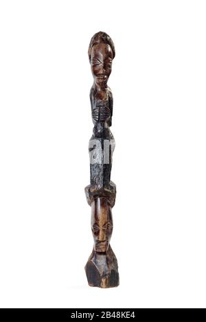 Lusaka, ZAMBIA - NOVEMBRE 2013: Esempi tipici di arte africana - la figurina africana Su sfondo bianco Foto Stock