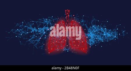 Concetto medico futuristico con polmoni umani rossi Illustrazione Vettoriale