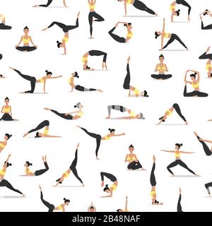 Le asana yoga sono un modello senza cuciture Illustrazione Vettoriale