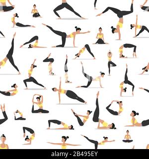 Le asana yoga sono un modello senza cuciture Illustrazione Vettoriale