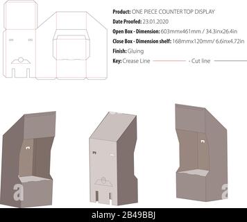 Display da un SOLO PEZZO CON VISTA DALL'ALTO, vettore di taglio stampo Box Illustrazione Vettoriale