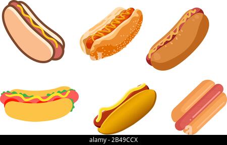 Illustrazione di hot dog, con vettore di sfondo bianco Illustrazione Vettoriale