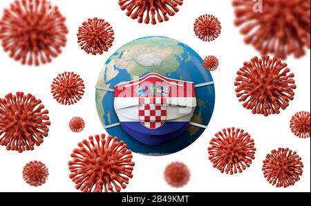 Croazia bandiera maschera medica protettiva. Rendering 3D Foto Stock