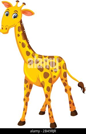 Illustrazione della giraffa con vettore di sfondo bianco Illustrazione Vettoriale