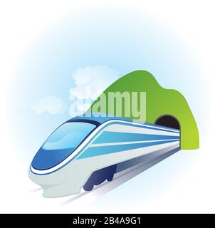 Illustrazione del treno, con bel vettore di fondo Illustrazione Vettoriale