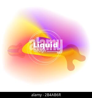 Forma astratta liquida vibrante su sfondo bianco. Banner fluido. Illustrazione Vettoriale