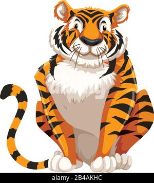 Illustrazione della tigre, con vettore di sfondo bianco Illustrazione Vettoriale