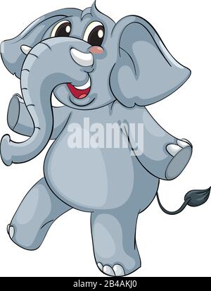Illustrazione di elefante, con vettore di fondo bianco Illustrazione Vettoriale