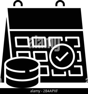 Risoluzione dell'icona nera dell'attività, illustrazione concettuale, simbolo piatto vettoriale, simbolo glifo. Illustrazione Vettoriale