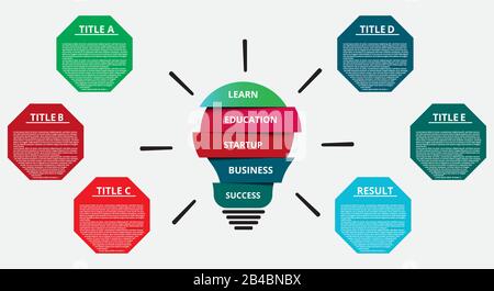 Illustrazione Di Modern Business infografica colorata con titolo, elementi, creatività, forme - vettore Illustrazione Vettoriale