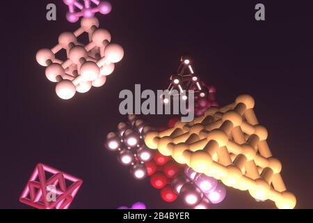 Stile astratto inter-bloccato molecola di sfera, per pagina web, disegno grafico, texture, sfondo. Rendering 3D. Foto Stock