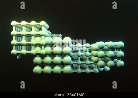 Stile astratto inter-bloccato molecola di sfera, per pagina web, disegno grafico, texture, sfondo. Rendering 3D. Foto Stock