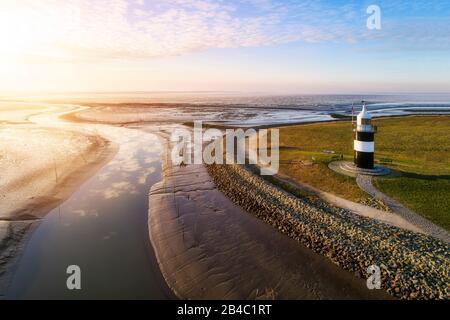 Il faro Piccolo Prussia vicino Wremen nella regione Wurster Mare del Nord costa Foto Stock