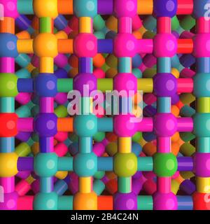 Stile astratto inter-bloccato molecola di sfera, per pagina web, disegno grafico, texture, sfondo. Rendering 3D. Foto Stock