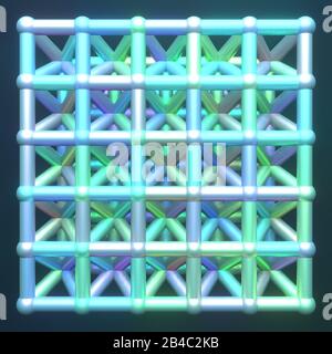 Stile astratto inter-bloccato molecola di sfera, per pagina web, disegno grafico, texture, sfondo. Rendering 3D. Foto Stock