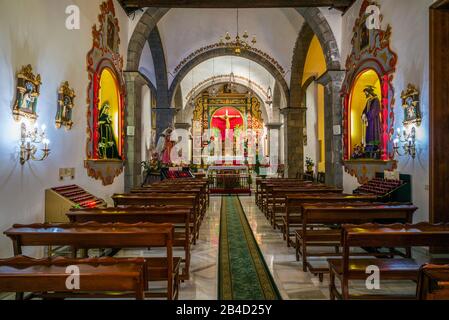 Spagna Isole Canarie Tenerife Island, Santiago del Teide, Iglesia de San Fernando Rey chiesa, interno Foto Stock