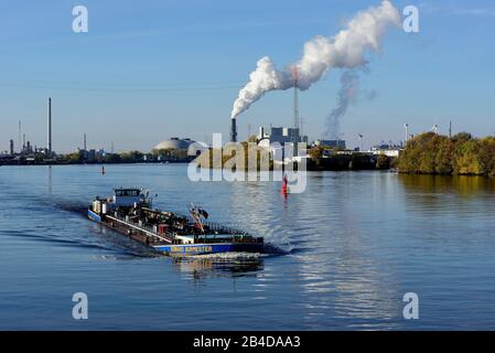 Europa, Germania, Amburgo, Moorburg, centrale a carbone Moorburg, operatore Vattenfall, sull'Elba meridionale, petroliera Bernhard Burmester, Foto Stock