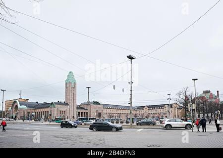 Stazione ferroviaria di Helsinki nel mese di novembre, Finlandia Foto Stock