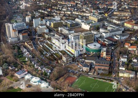 Veduta Aerea, Ospedale Universitario, Rüttenscheid, Essen, Zona Della Ruhr, Renania Settentrionale-Vestfalia, Germania Foto Stock