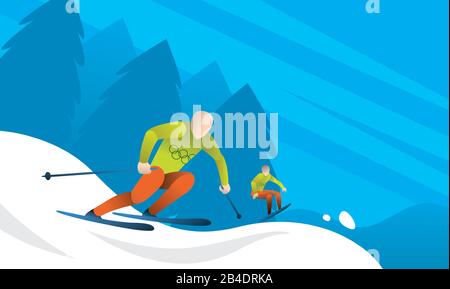 uomo su uno snowboard in montagna di ghiaccio Illustrazione Vettoriale