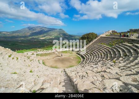 Teatro Romano, Segesta, Sicilia, Italia Foto Stock