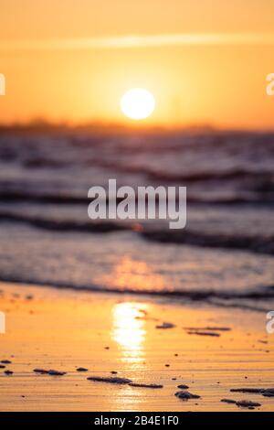 Europa, Germania, bassa Sassonia, Otterndorf, tramonto sulla spiaggia di Elba, Foto Stock