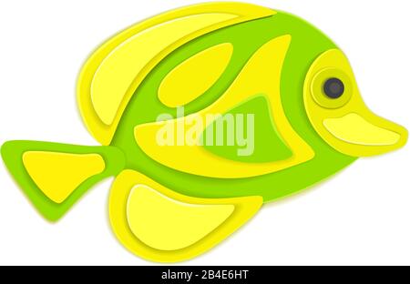 Reef pesce in stile arte carta Illustrazione Vettoriale