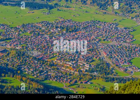 Panorama dal Rubihorn, 1957m, su Oberstdorf, Oberallgaeu, Allgaeu, Baviera, Germania, Europa Foto Stock